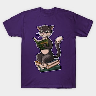 Awesome cat reading a book about cattitude T-Shirt